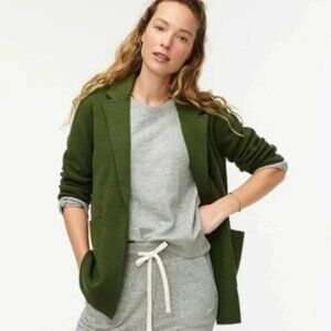 J. Crew Sophie Open Front Cotton Wool Women's S Sweater Blazer Forest Green